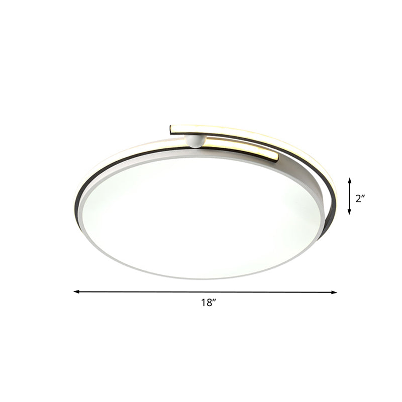 Minimalist LED Corridor Flush Mount Light Fixture - White Lamp with Circular Acrylic Shade, 13"/18"/22.5" W
