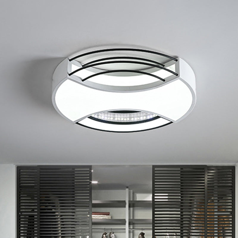 Modern Nordic Metal Black & White LED Flushmount Ceiling Lamp (18"/21.5") - Warm/White Light