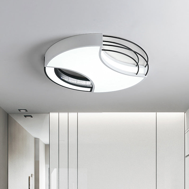Modern Nordic Metal Black & White LED Flushmount Ceiling Lamp (18"/21.5") - Warm/White Light