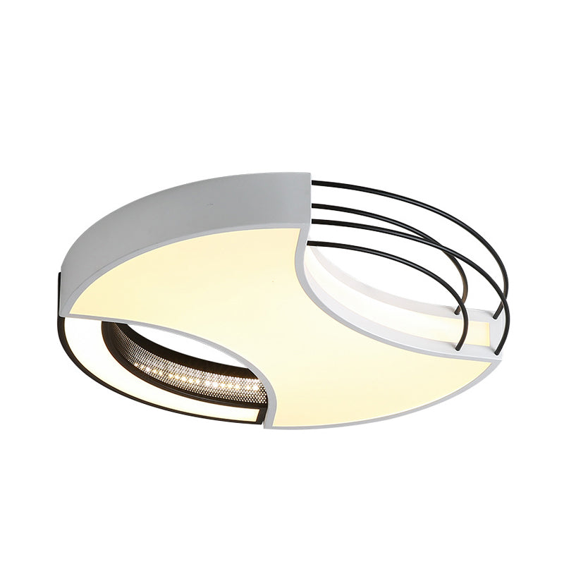Modern Nordic Metal Black & White LED Flushmount Ceiling Lamp (18"/21.5") - Warm/White Light