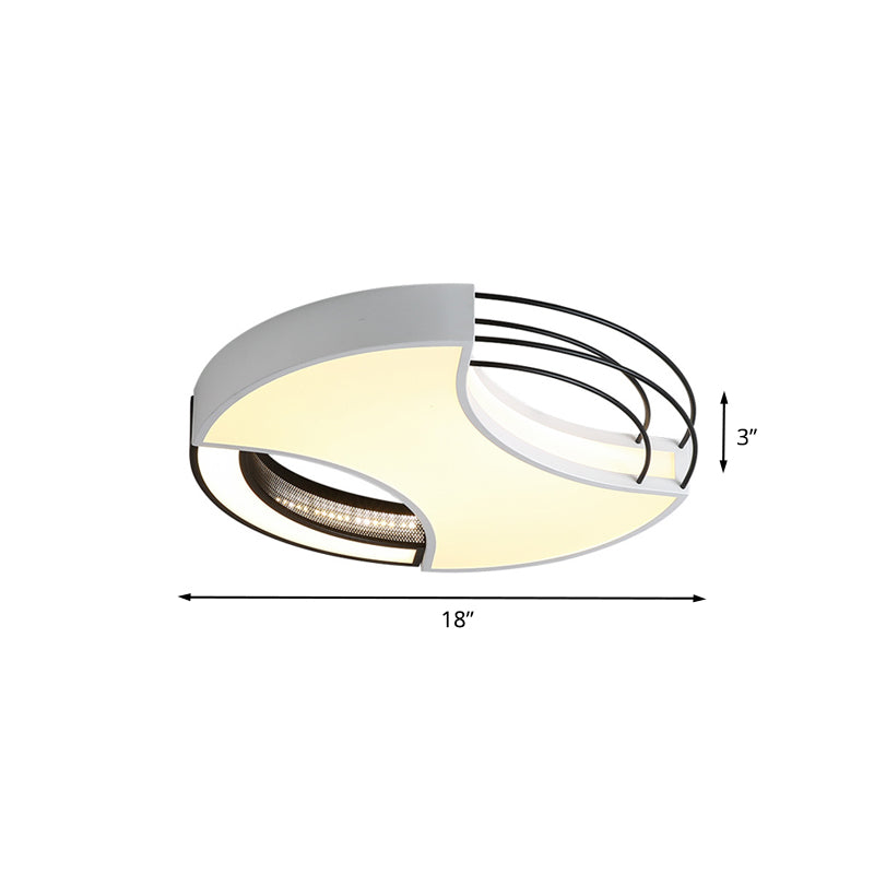 Modern Nordic Metal Black & White LED Flushmount Ceiling Lamp (18"/21.5") - Warm/White Light