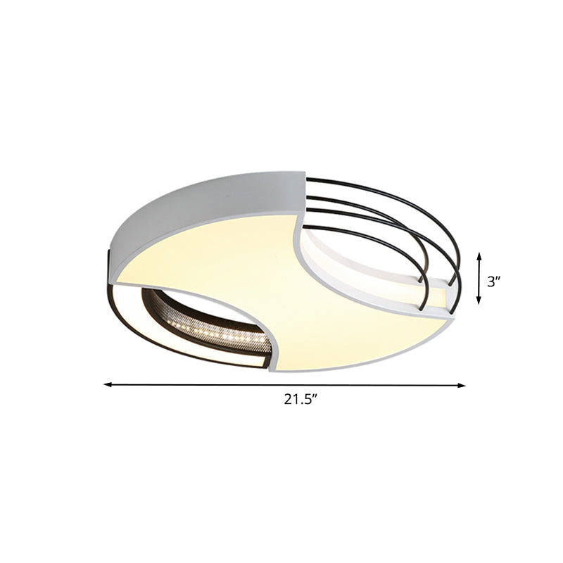 Modern Nordic Metal Black & White LED Flushmount Ceiling Lamp (18"/21.5") - Warm/White Light