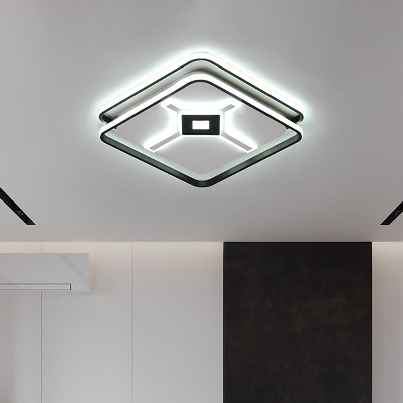 Modern LED Bedroom Ceiling Flush Mount Light Fixture with Acrylic Shade in White/Warm Light - Black