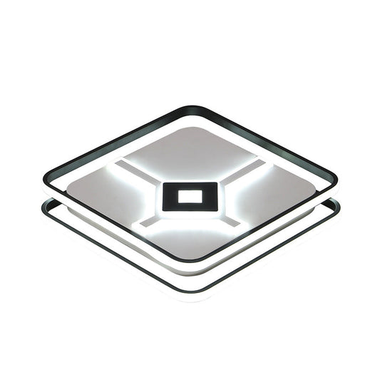 Modern Led Bedroom Ceiling Flush Mount Light Fixture With Acrylic Shade In White/Warm - Black