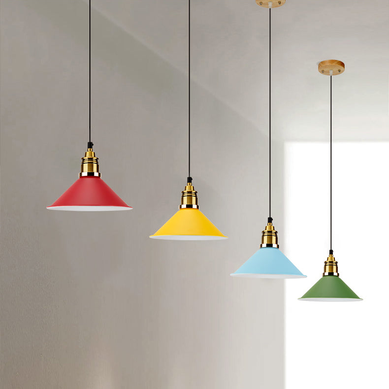 Modern Stylish Conic Pendant Light with Metal Shade - Black/Grey/White - Ideal for Dining Room