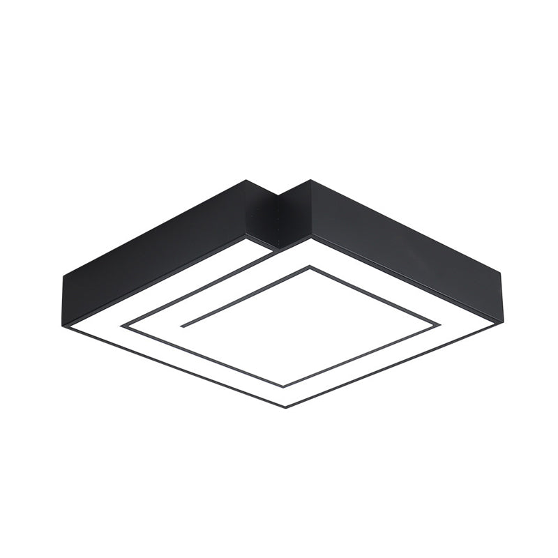 Iron Square LED Flush Mount Lighting - 18"/21.5" - White/Black - Bedroom, White/Warm Light