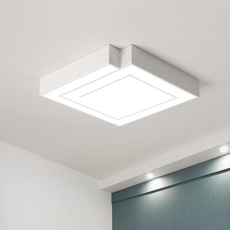 Iron Square LED Flush Mount Lighting - 18"/21.5" - White/Black - Bedroom, White/Warm Light