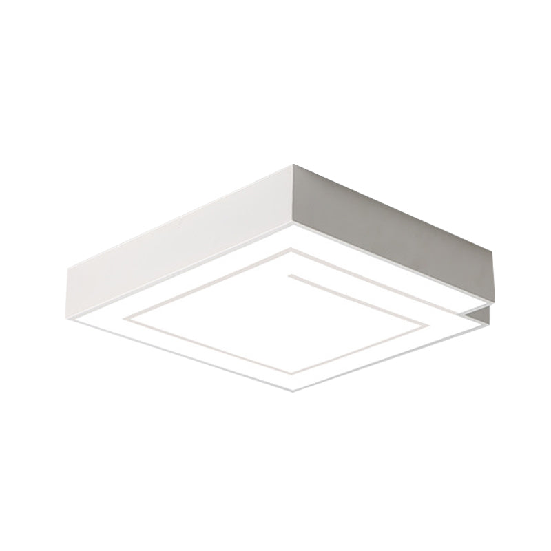 Iron Square LED Flush Mount Lighting - 18"/21.5" - White/Black - Bedroom, White/Warm Light