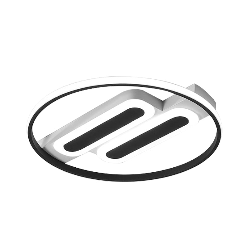 Halo Bedroom Ceiling LED Flush-Mount Light Fixture - 16" and 19.5" Dia - Double Rectangle Canopy - Black - White/Warm Light