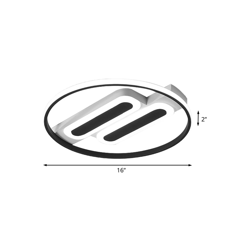 Halo Bedroom Ceiling LED Flush-Mount Light Fixture - 16" and 19.5" Dia - Double Rectangle Canopy - Black - White/Warm Light