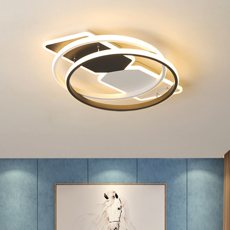 Modernist Acrylic Flushmount LED Ceiling Light for Bedroom - 16"/19.5", Black