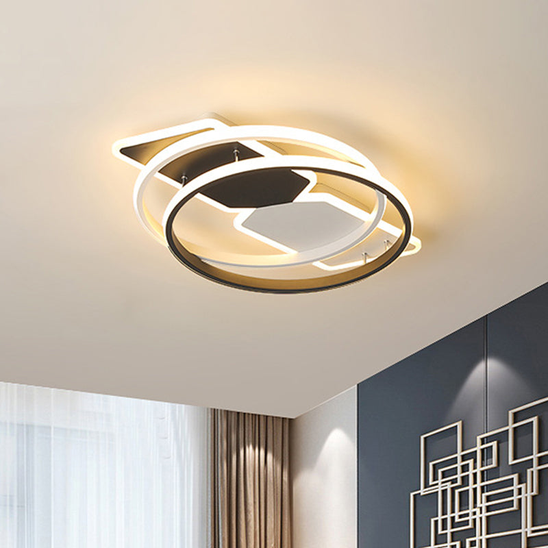 Modernist Acrylic Flushmount LED Ceiling Light for Bedroom - 16"/19.5", Black
