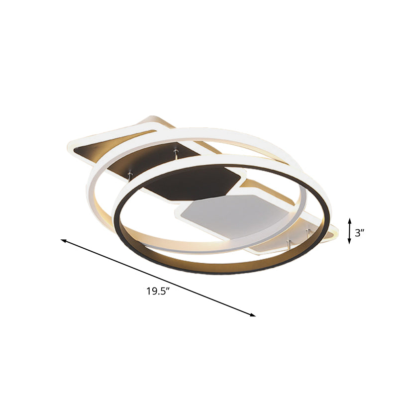 Modernist Acrylic Flushmount LED Ceiling Light for Bedroom - 16"/19.5", Black