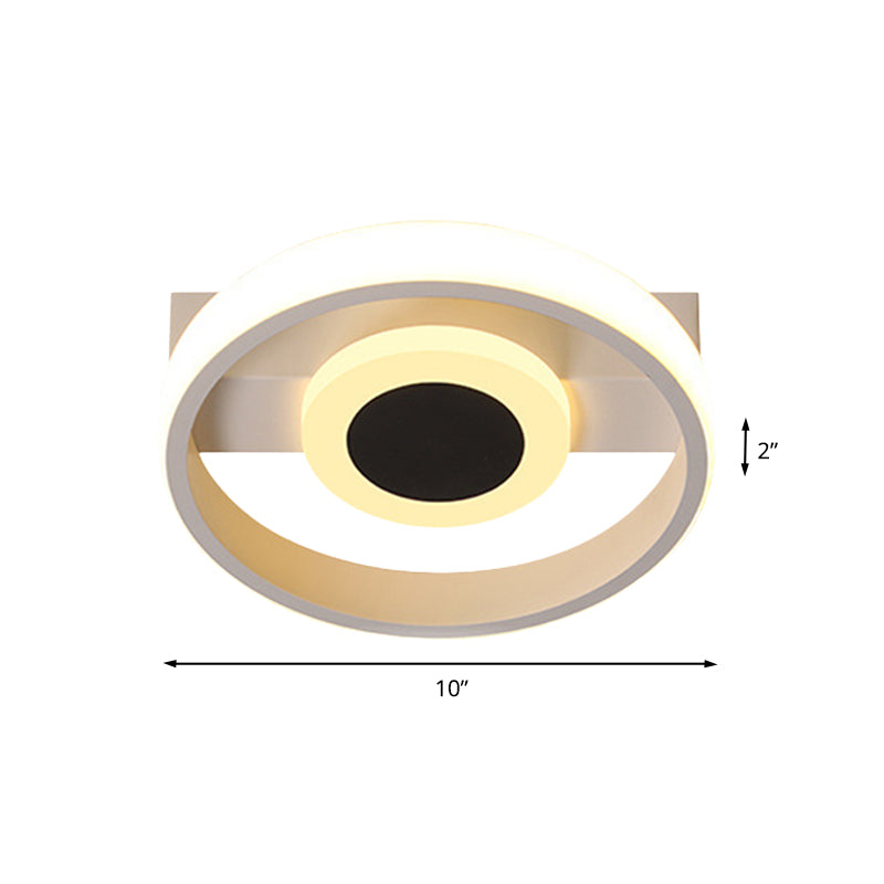 Modern LED Flush Mount Ceiling Light with Acrylic Shade in Warm/White Light - White Halo Design