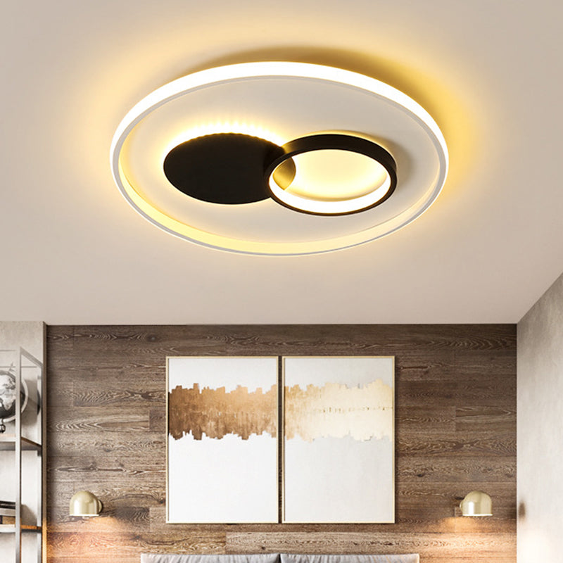 Luminaire LED rond en acrylique noir et blanc à encastrer - Lumière blanche/chaude - 16"/19,5" de diamètre