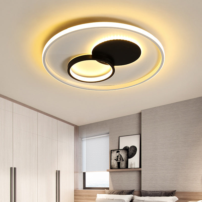 Luminaire LED rond en acrylique noir et blanc à encastrer - Lumière blanche/chaude - 16"/19,5" de diamètre