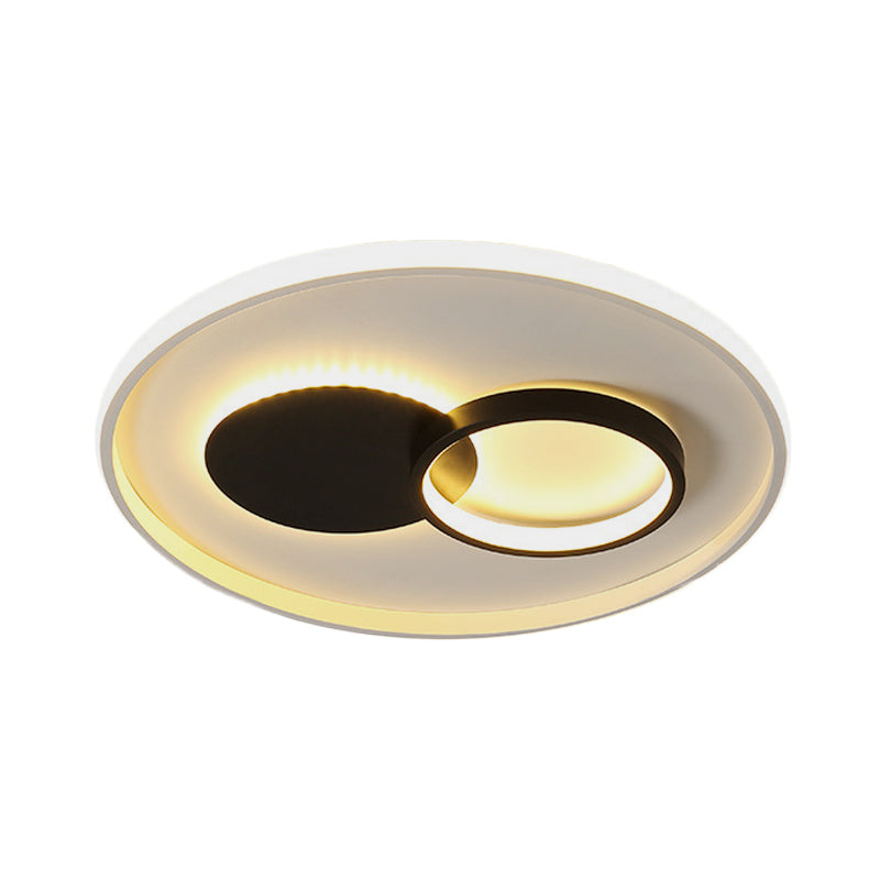 Luminaire LED rond en acrylique noir et blanc à encastrer - Lumière blanche/chaude - 16"/19,5" de diamètre