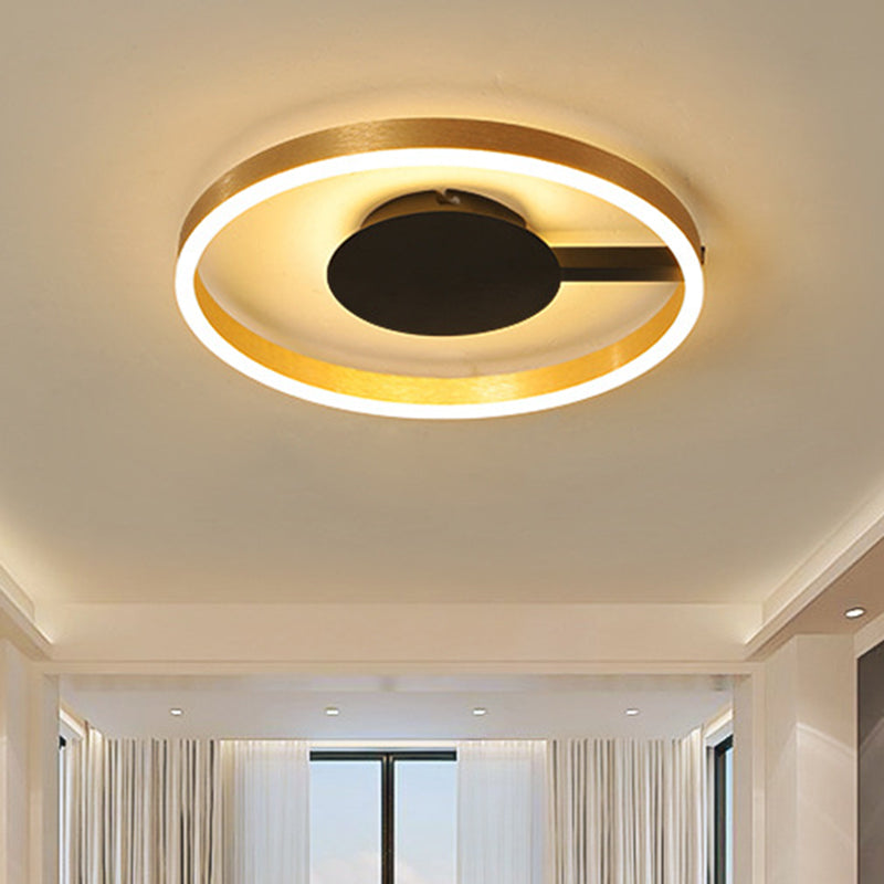 Plafonnier LED minimaliste doré pour chambre à coucher, design circulaire en acrylique de 16"/23,5"