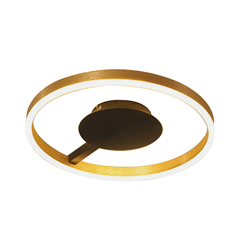 Plafonnier LED minimaliste doré pour chambre à coucher, design circulaire en acrylique de 16"/23,5"