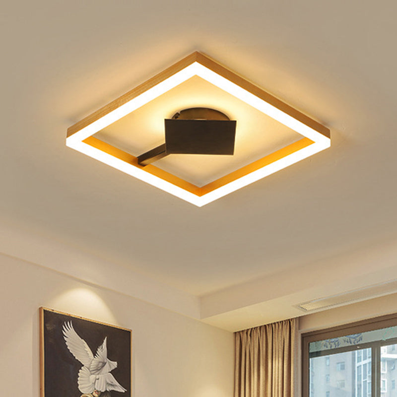 Modern Gold Square Flush Mount LED Ceiling Light Fixture - 16"/23.5" W for Bedroom