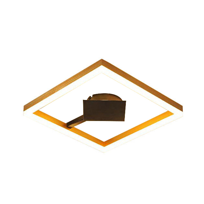 Modern Gold Square Flush Mount LED Ceiling Light Fixture - 16"/23.5" W for Bedroom