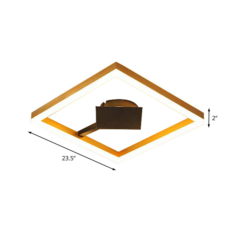 Modern Gold Square Flush Mount LED Ceiling Light Fixture - 16"/23.5" W for Bedroom