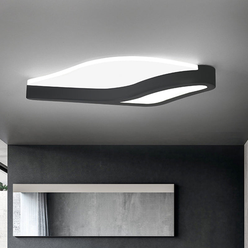Minimalist LED Acrylic Flush Mount Light in Black Wave Design, Warm/White Light - Close to Ceiling Lamp