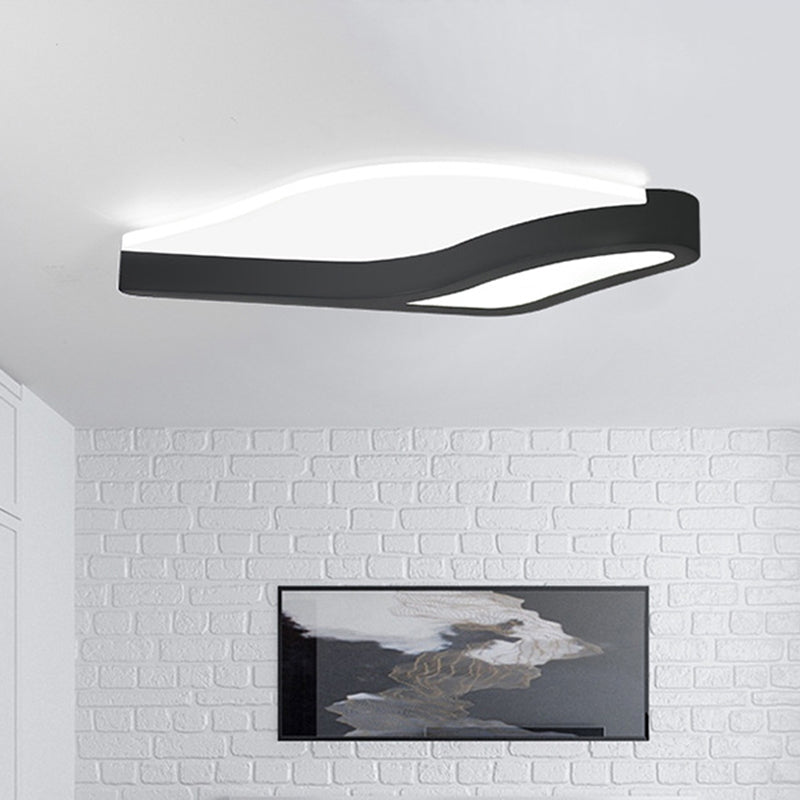 Minimalist LED Acrylic Flush Mount Light in Black Wave Design, Warm/White Light - Close to Ceiling Lamp