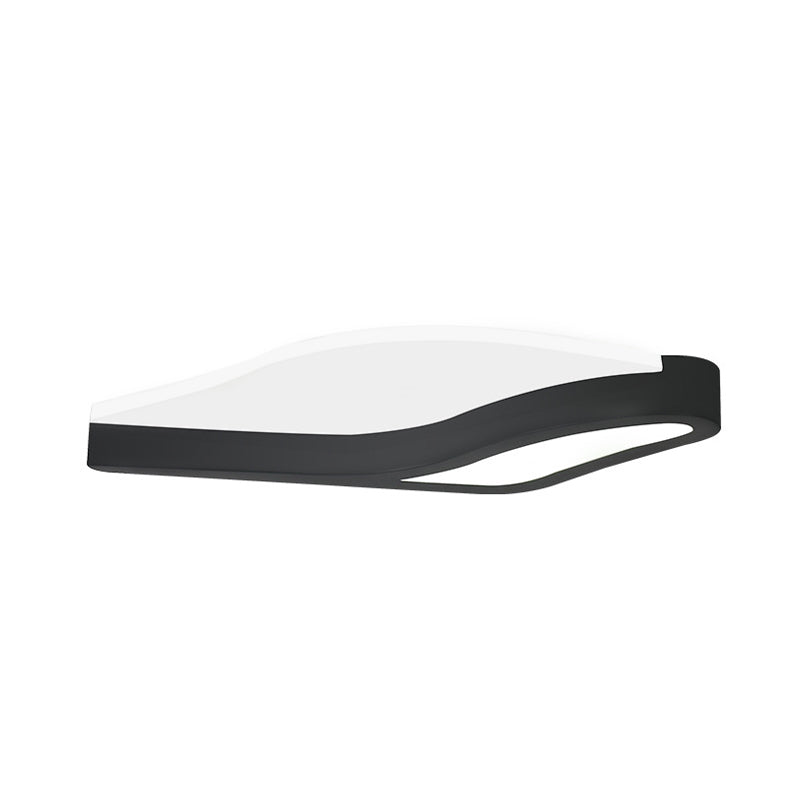 Minimalist LED Acrylic Flush Mount Light in Black Wave Design, Warm/White Light - Close to Ceiling Lamp