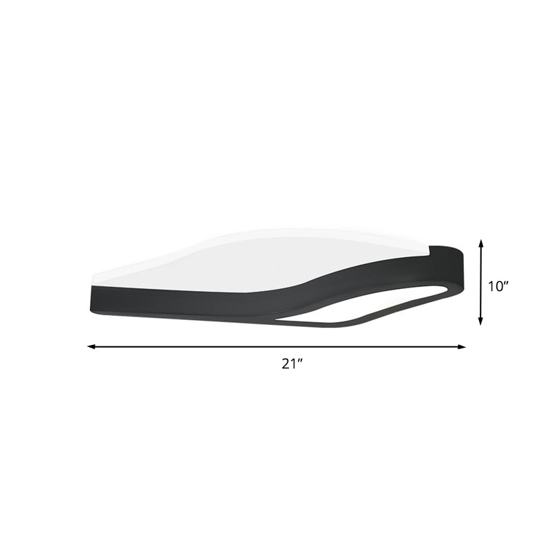 Minimalist LED Acrylic Flush Mount Light in Black Wave Design, Warm/White Light - Close to Ceiling Lamp