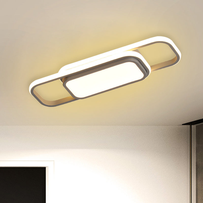 Modern Acrylic Flush Light Fixture - Grey/Black & White Led Flushmount (16/23.5) Warm/White Grey /