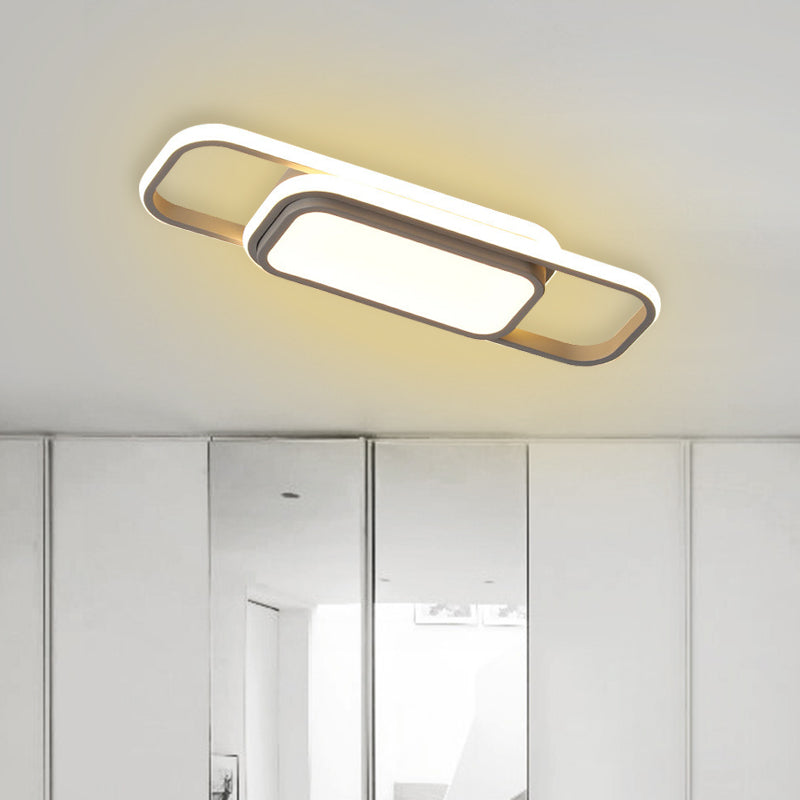 Modern Acrylic Flush Light Fixture - Grey/Black & White LED Flushmount (16"/23.5") - Warm/White Light