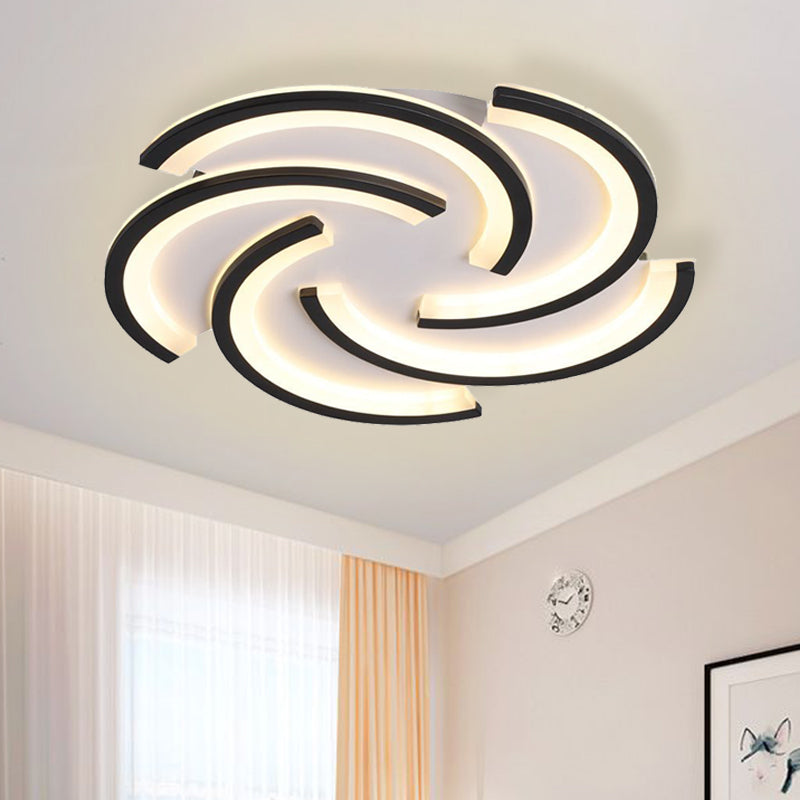 16"/19.5" Modern LED Acrylic Spiral Flush Light Black Ceiling Mount for Bedroom - Warm/White Light