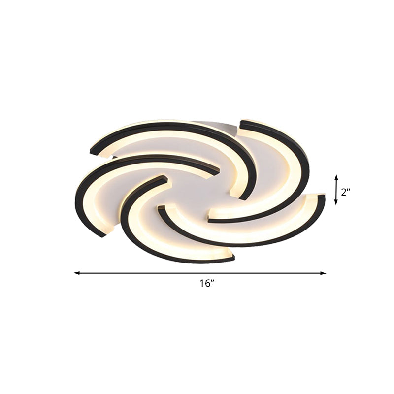 16"/19.5" Modern LED Acrylic Spiral Flush Light Black Ceiling Mount for Bedroom - Warm/White Light