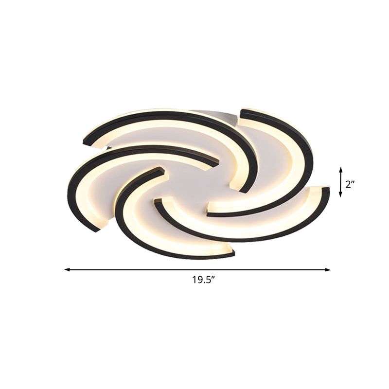 16"/19.5" Modern LED Acrylic Spiral Flush Light Black Ceiling Mount for Bedroom - Warm/White Light