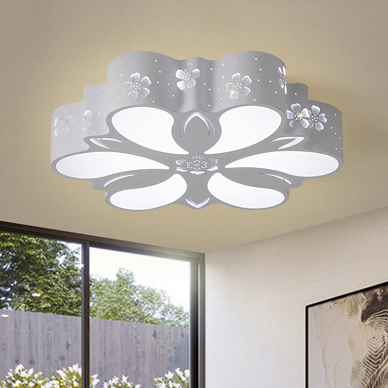Modern White LED Flushmount Petal Light for Bedroom Ceiling