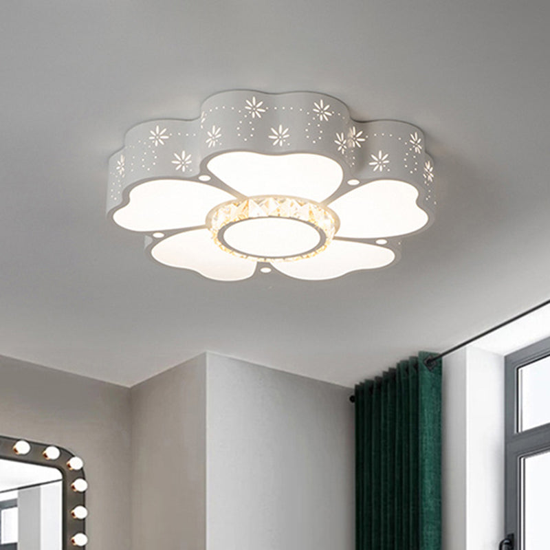 Modern Iron Floral LED Flush Mount Light in Warm/White for Living Room Ceiling