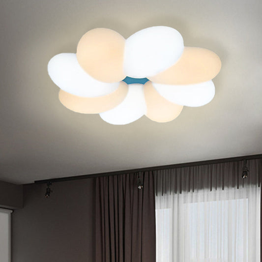 Modern Acrylic Flower Flush Ceiling Lamp For Child Bedroom - Led 18/22 Wide Warm/White Light