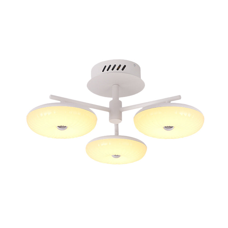 Minimalist LED Restaurant Flush Light Fixture - White Semi Ceiling Mount with Doughnut Acrylic Shade, 22"/24" W