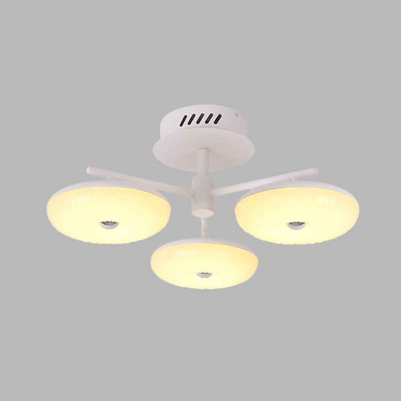 Minimalist LED Restaurant Flush Light Fixture - White Semi Ceiling Mount with Doughnut Acrylic Shade, 22"/24" W