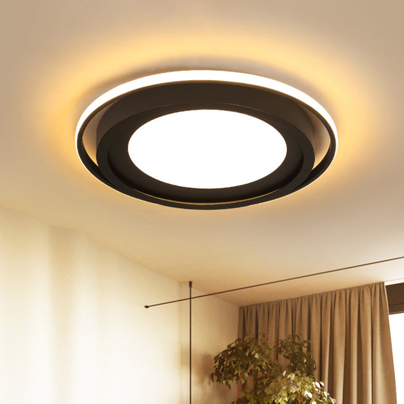Modern LED Flush Mount Acrylic Round Flush Lighting in White/Black for Bedroom, White/Warm Light