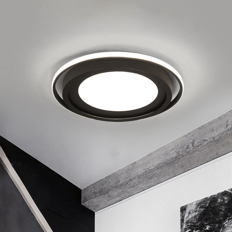 Modern LED Flush Mount Acrylic Round Flush Lighting in White/Black for Bedroom, White/Warm Light