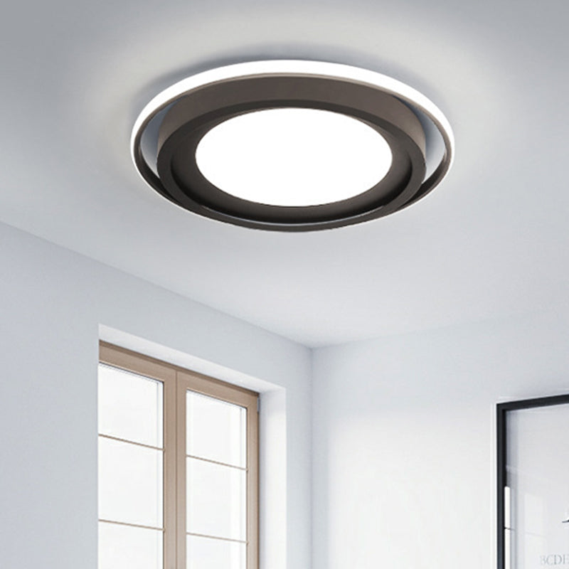 Modern LED Flush Mount Acrylic Round Flush Lighting in White/Black for Bedroom, White/Warm Light