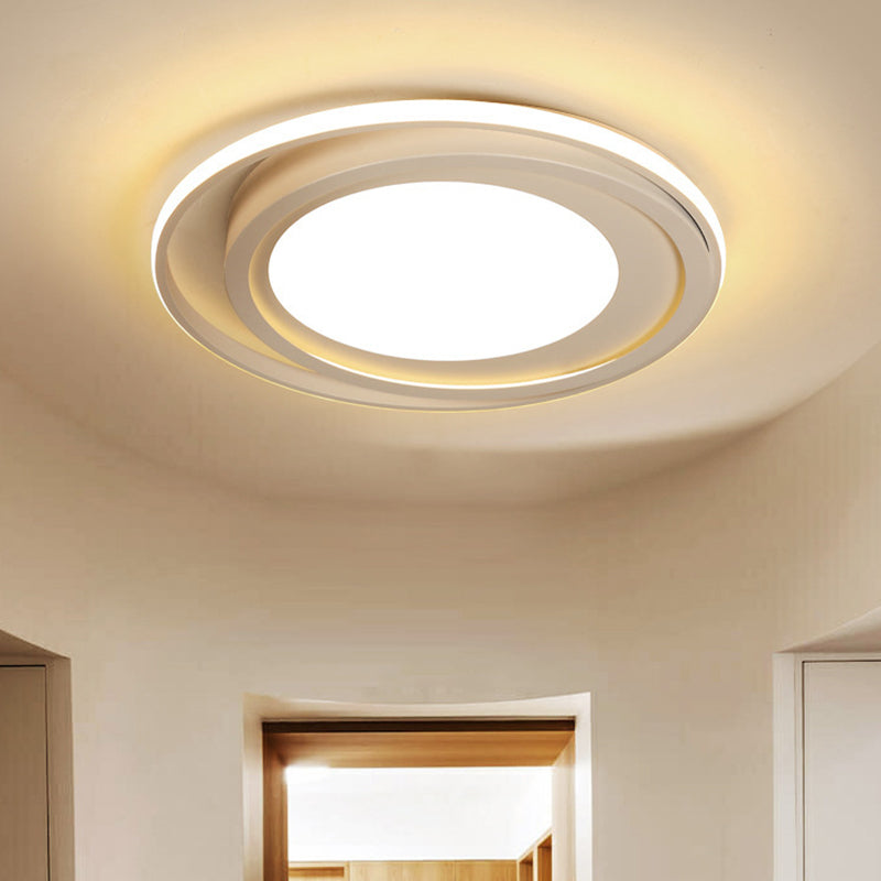 Modern LED Flush Mount Acrylic Round Flush Lighting in White/Black for Bedroom, White/Warm Light