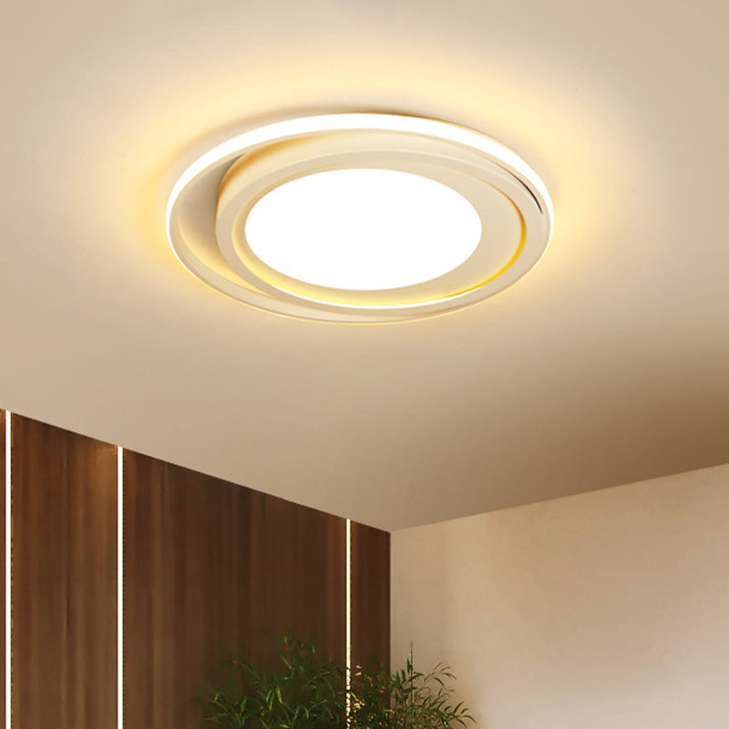 Modern LED Flush Mount Acrylic Round Flush Lighting in White/Black for Bedroom, White/Warm Light
