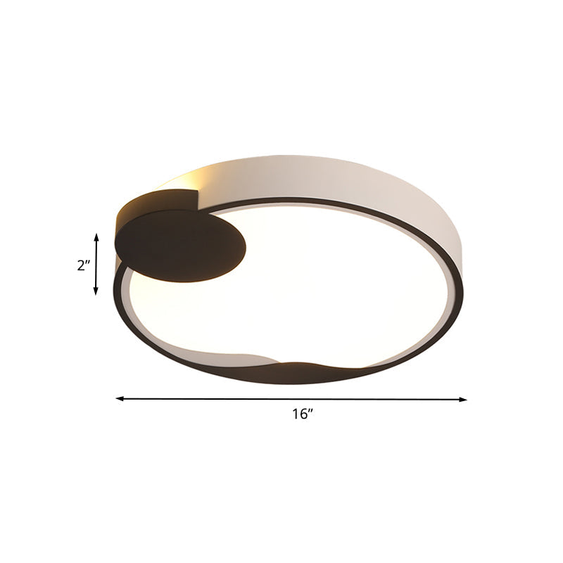 16"/19.5" Modern White and Black Acrylic Flush Mount LED Ceiling Lamp in White/Warm Light