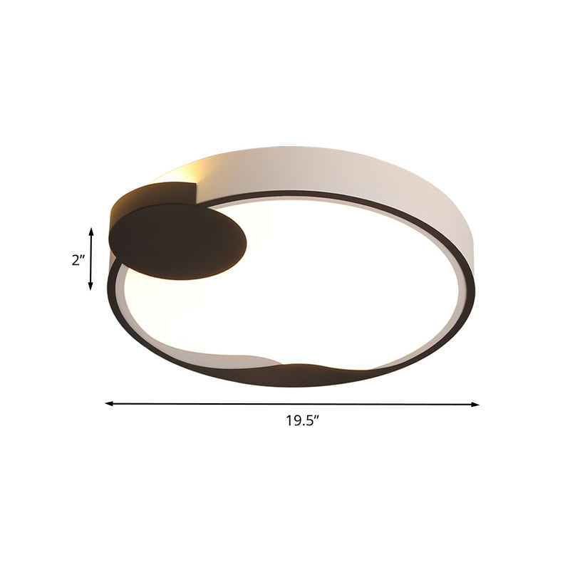 16"/19.5" Modern White and Black Acrylic Flush Mount LED Ceiling Lamp in White/Warm Light