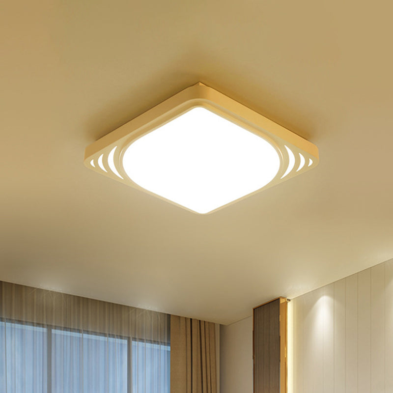LED Flush Mount Ceiling Light Fixture - Square Design, White Shade, Warm/White Light, 16.5"/20.5" Wide