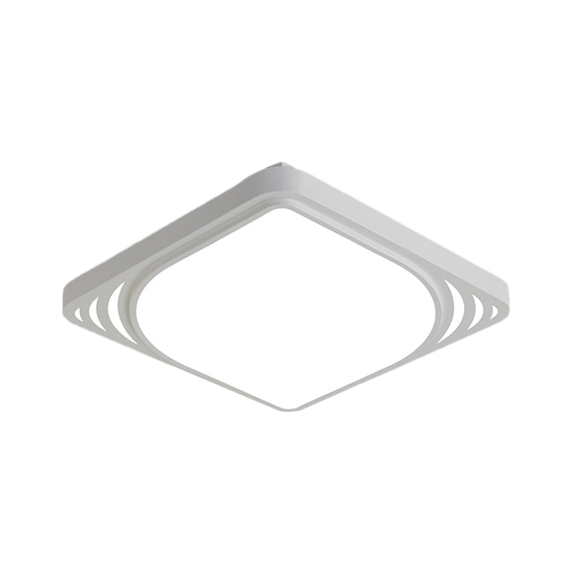 LED Flush Mount Ceiling Light Fixture - Square Design, White Shade, Warm/White Light, 16.5"/20.5" Wide