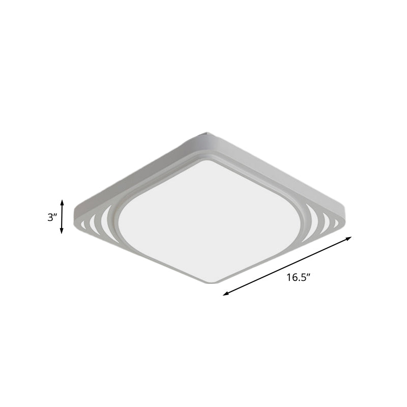 LED Flush Mount Ceiling Light Fixture - Square Design, White Shade, Warm/White Light, 16.5"/20.5" Wide